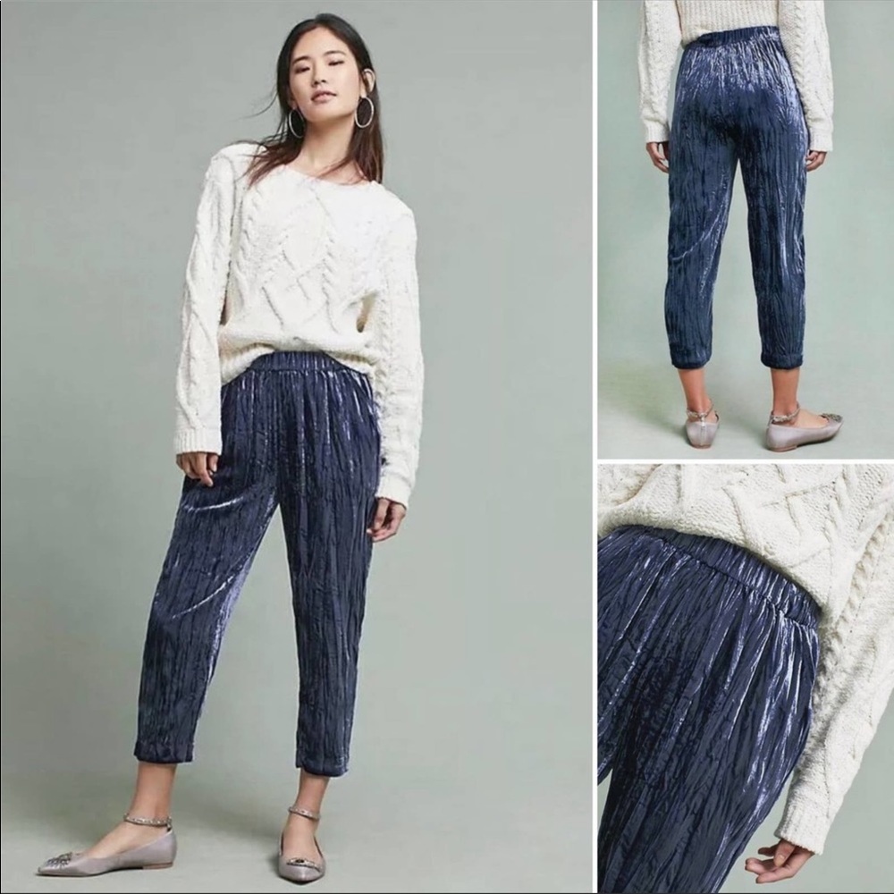 Anthropologie Velvet Jogger Style Pants